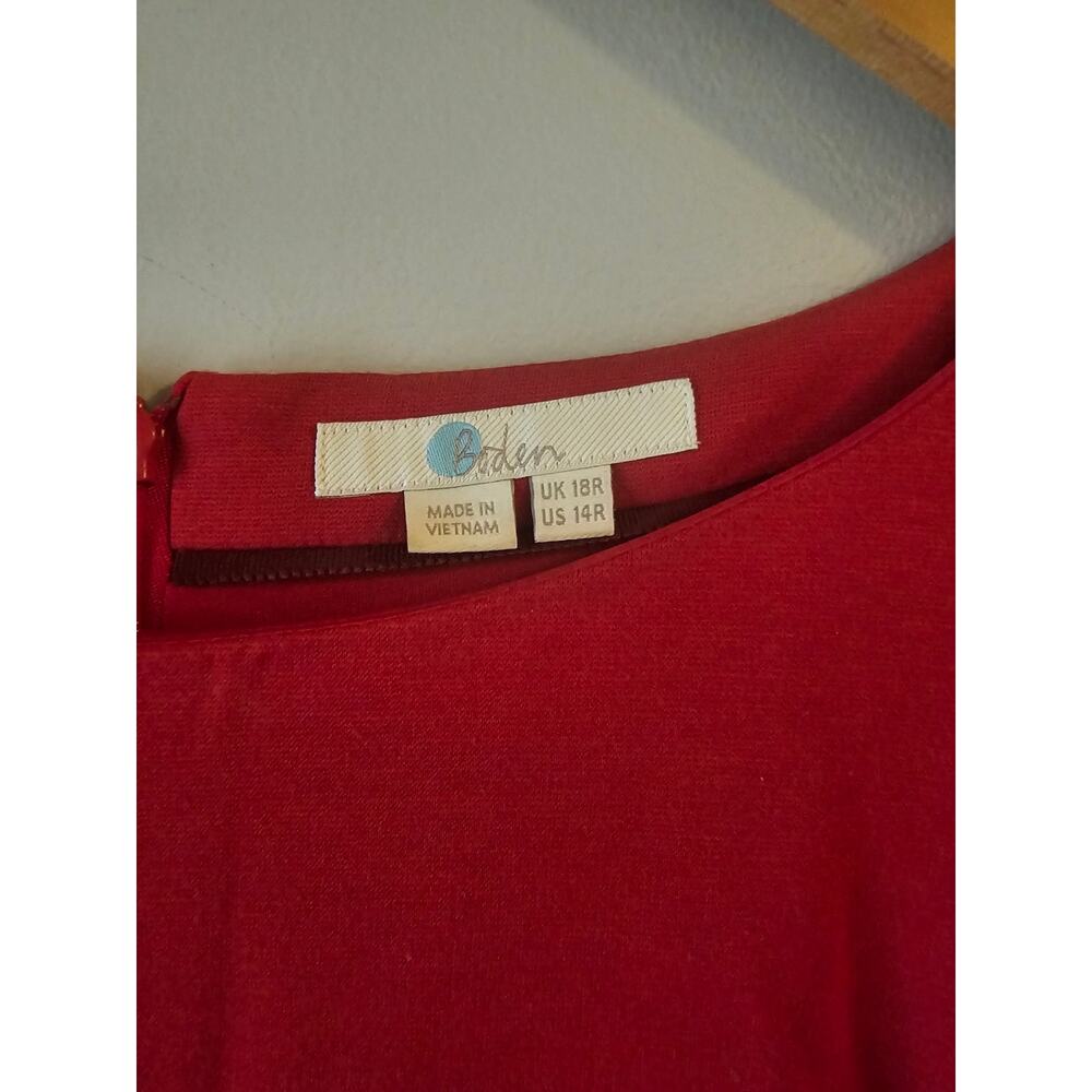 Boden Claudia Ponte Dress, Poinsettia red purple pink sz 14 midi - Picture 9 of 11